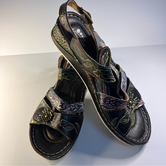 Spring Step Suzanne Leather Black Comfort Sandals - Picture 10 of 11